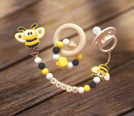 Set - retiazka na cumlík s menom a hryzátko, 