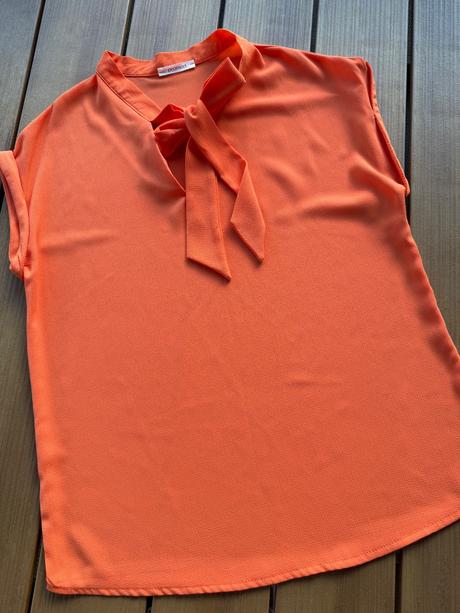 Oranžový top s mašlou promod, promod,s
