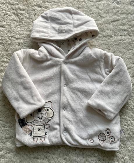 Biela plysova mikina s kapucnou m&s, marks & spencer,68