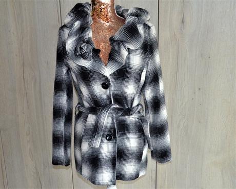 Klasický čiernobiely kabát-m, m