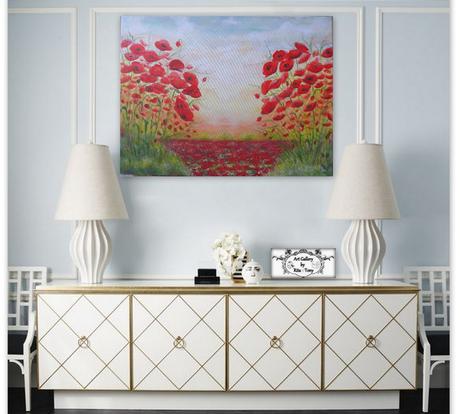 Maľba "červené maky",