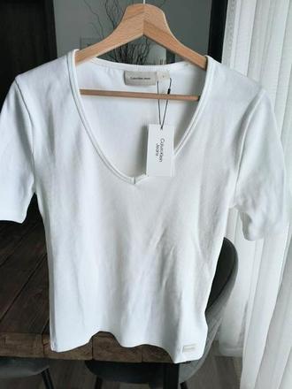 Calvin klein rebrovaný bavlnený top m-l, calvin klein,l / m