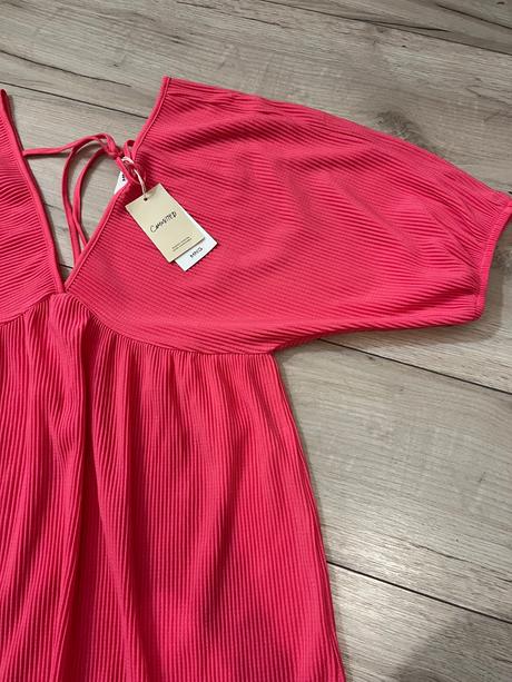 Ružové plisované šaty, mango,m