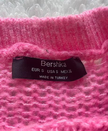 Ruzovy pleteny sveter bershka, bershka,s