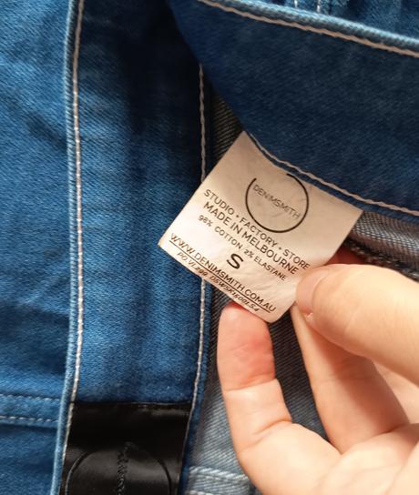 Riflová midi sukňa denimsmith original, s