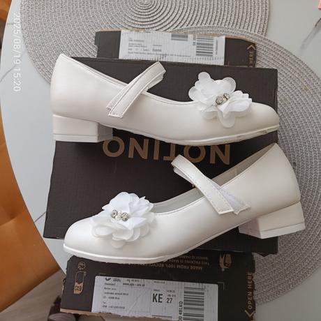 Biele slavnostne topanky, s postou, nelli blu,33