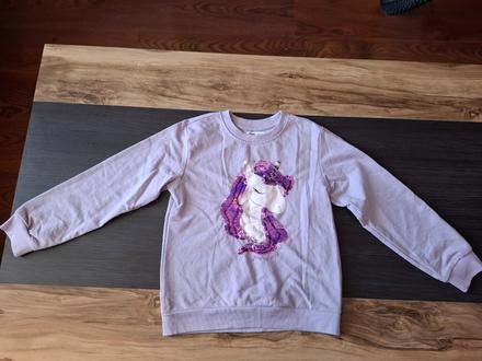 Tenká mikina s flitrami jednorožec, sinsay,128