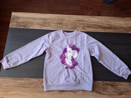 Tenká mikina s flitrami jednorožec, sinsay,128