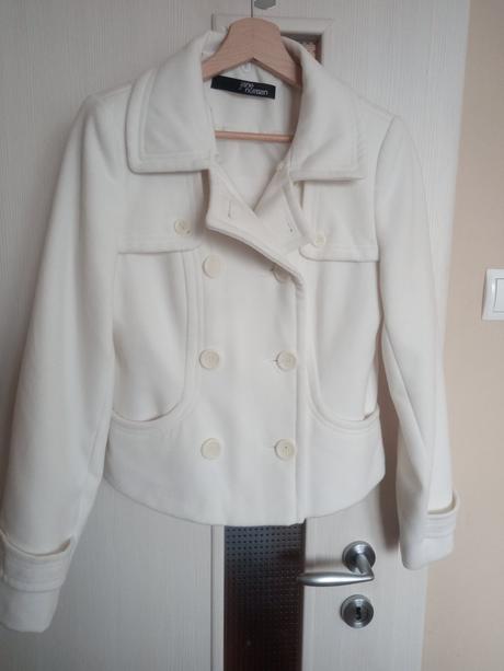 Biely ivory kabátik s odnímateľnou kapucňou, 38