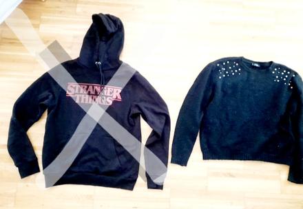 Párkrát nosené čierne pulóvre v.158/164,cena iba 3, 164