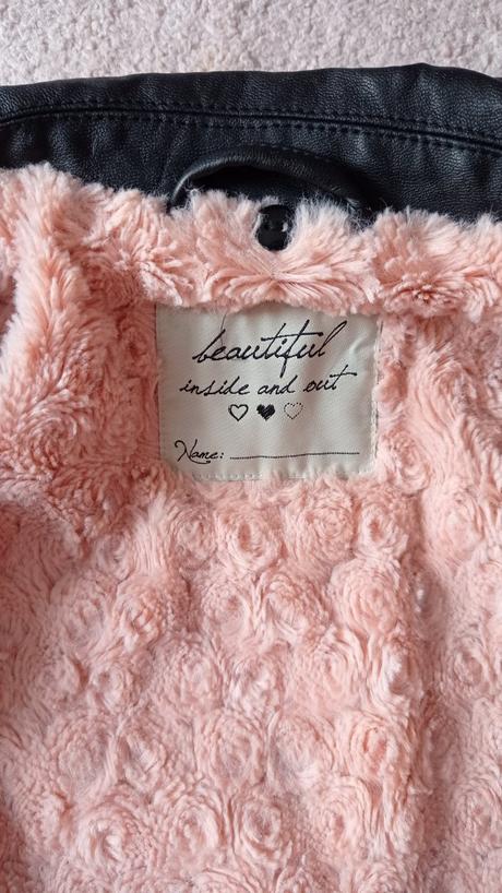 Dievčenský kožák zateplený, 116/122, top stav, 116