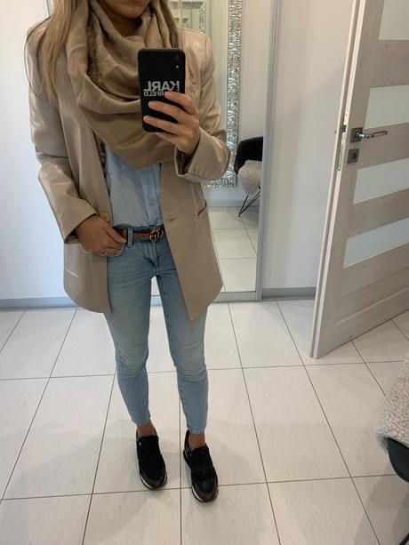 Oversize koženkové sako, s