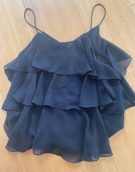 Zara čierne tielko s volanikmi s, zara,s