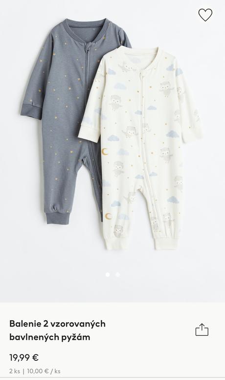 2ks bavlnené vzorované pyžamá, h&m,56