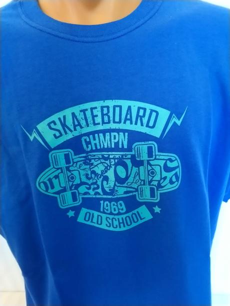 Pánske modré tričko skateboard, hanes, l, l