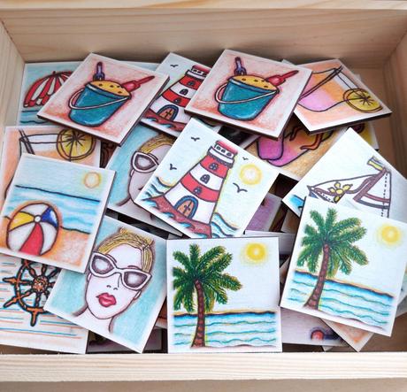 Drevené pexeso v drevenej krabici.,