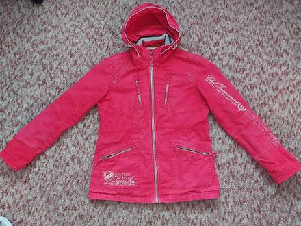 Červená jesenná mierne zateplená bunda na zips s k, 40