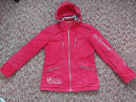 Červená jesenná mierne zateplená bunda na zips s k, 40