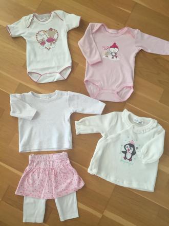 Body, svetrik, suknicka s leginkami, 50–62