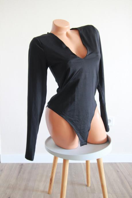 Čierny elastický body top, m, h&m,m