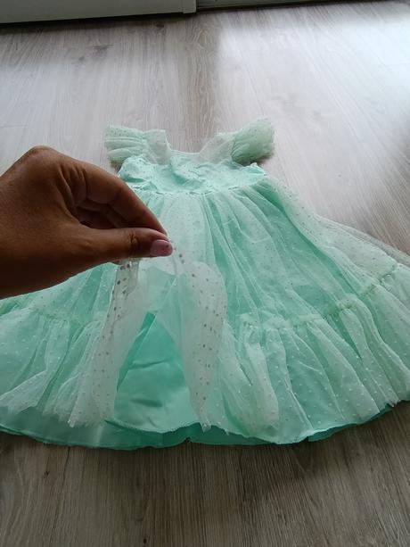 Dievčenské tylové tyrkysové šaty, 128