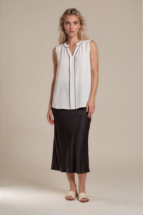 Elegantná biela blúzka h&m s čiernym lemovaním, h&m,l
