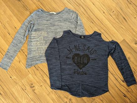 2x top s dlhým rukávom, h&m,158
