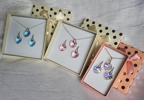 Strieborné súpravy srdiečka 14mm, swarovski