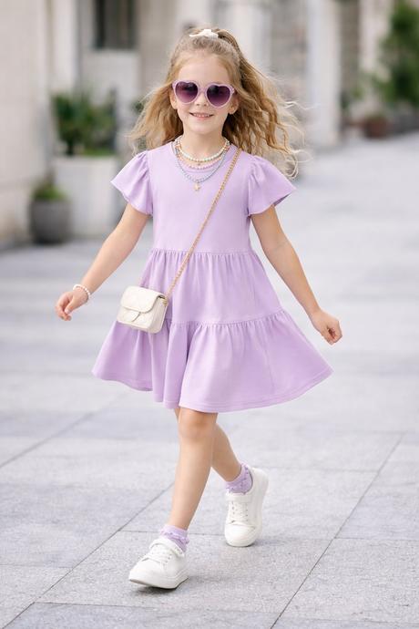 Dievčenské levanduľové bavlnené šaty, 92 / 98 / 104 / 110 / 122