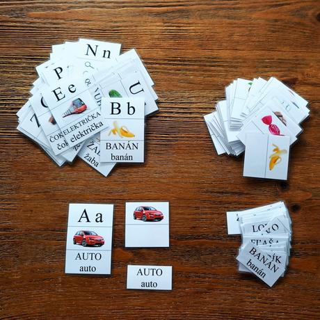 Abecedné kartičky (písmeno, obrázok, slovo), 