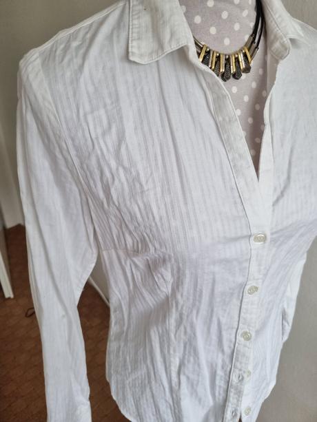 Biela bluzka hm s pasikmi 40, h&m,38