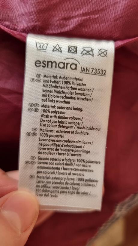 Pršiplášť ako nenoseny, esmara,42