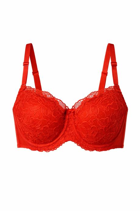 Červená čipkovaná podprsenka, 70e / 70f / 75f / 80e