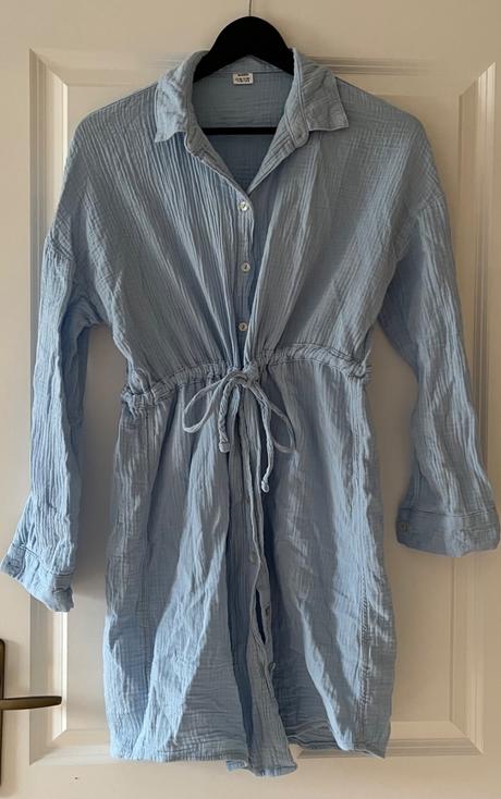 Bledomodré mušelínové šaty, s/36, s