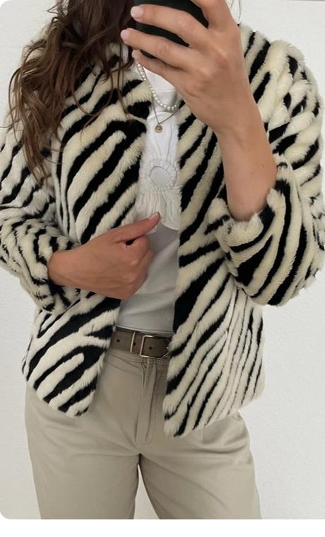 Kabát z umelej kožušiny, h&m,s