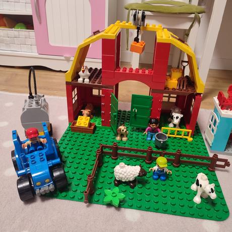 Lego duplo farma, veterinár, dom, stavebné stroje, 