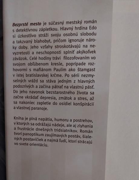 Kniha s detektívnom tematikov - bezprstné mesto,