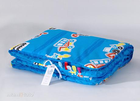 Dvojstranná deka minky/autíčka,