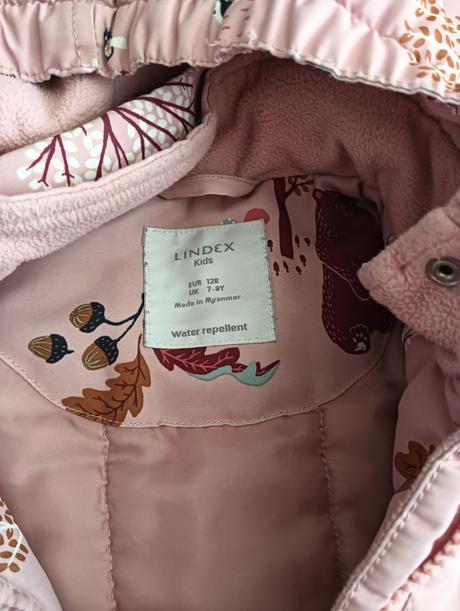 Lindex zimná bunda lesné zvieratká 128, lindex,128