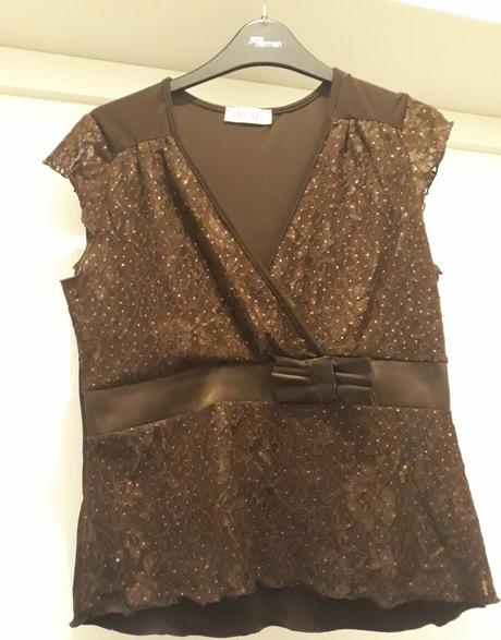 Hnedy ligotavy top/bluzka, xl