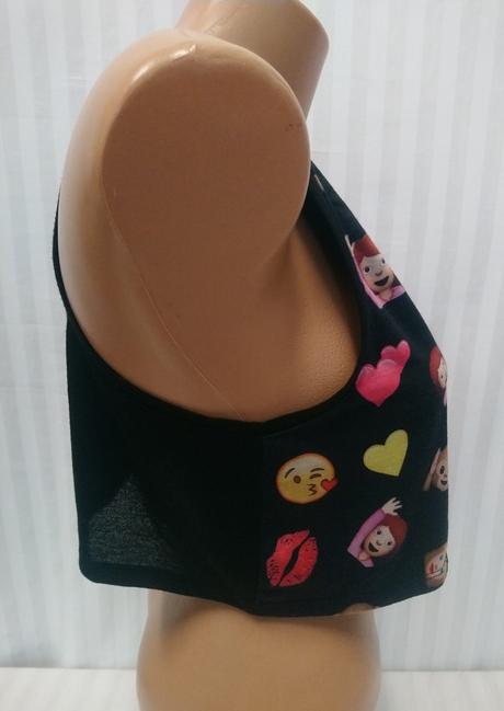 Dámsky čierny crop top s motívmi, atmosphere, l, atmosphere,l