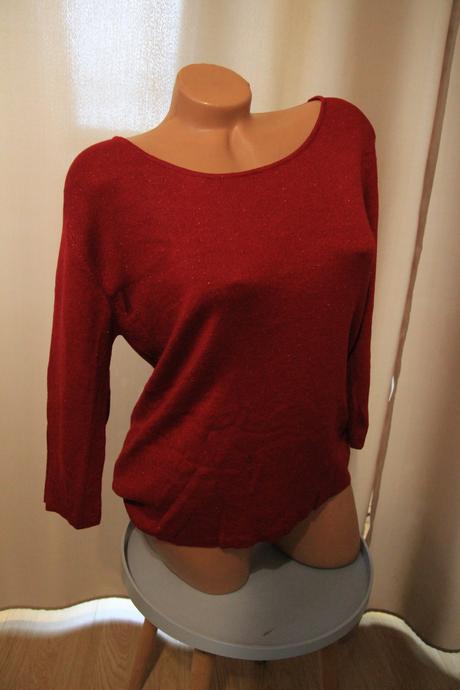 Červeno lesklý sveter, xl, xl