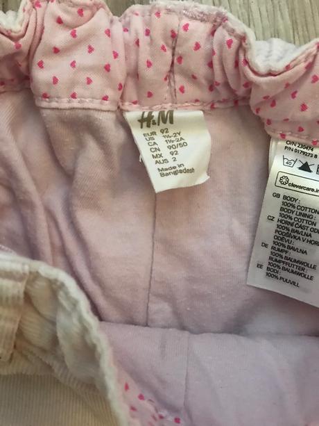 Nohavice vyteplené 1/2-2 roky, h&m,92