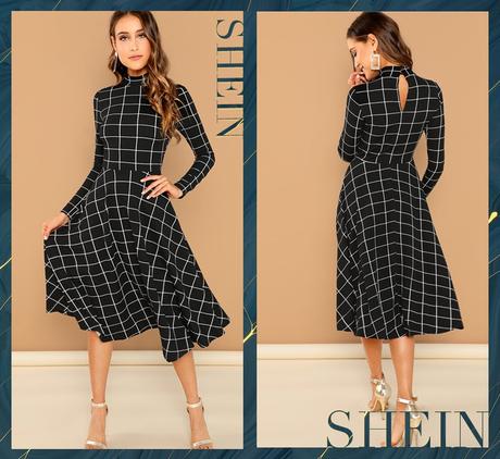 Kockove saty midi, l