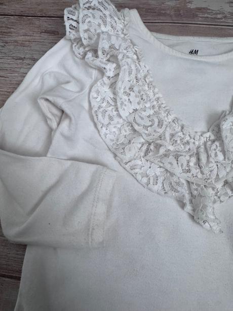 H&m biele tričko s čipkou, h&m,98