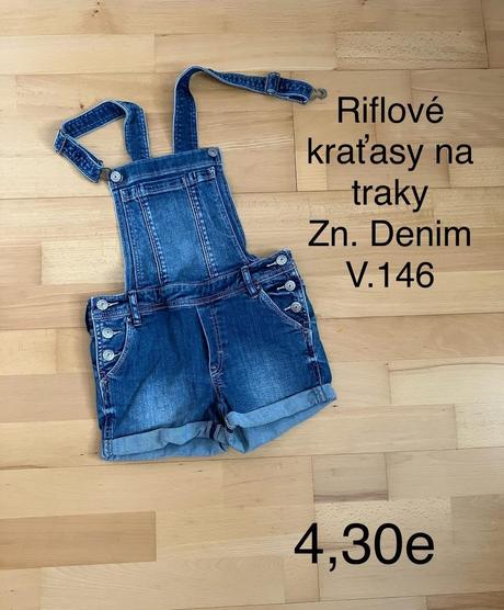 Riflové kraťasy na traky, denim,146