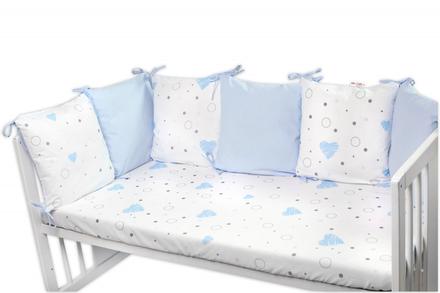 Bavlnený vankúšikový mantinel modré srdiečko,