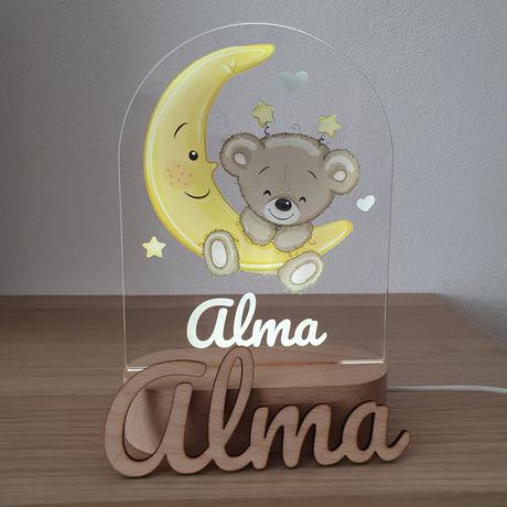 Detská nočná lampa s vlastným menom medvedík,