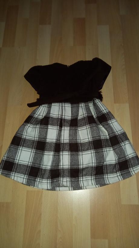 Tmavohnedé karovane dievčenské šaty veľ.110/116, frog,110