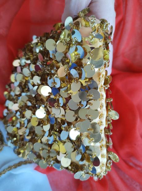 Zlatá flitrová mini kabelka, terranova